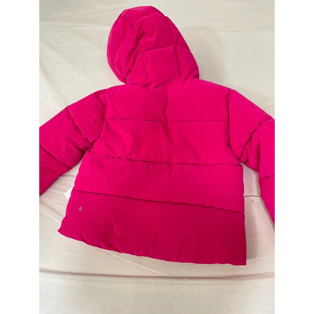 All in Motion Girls Heavyweight Puffer Jacket Pink Hooded Winter Coat Size M 8